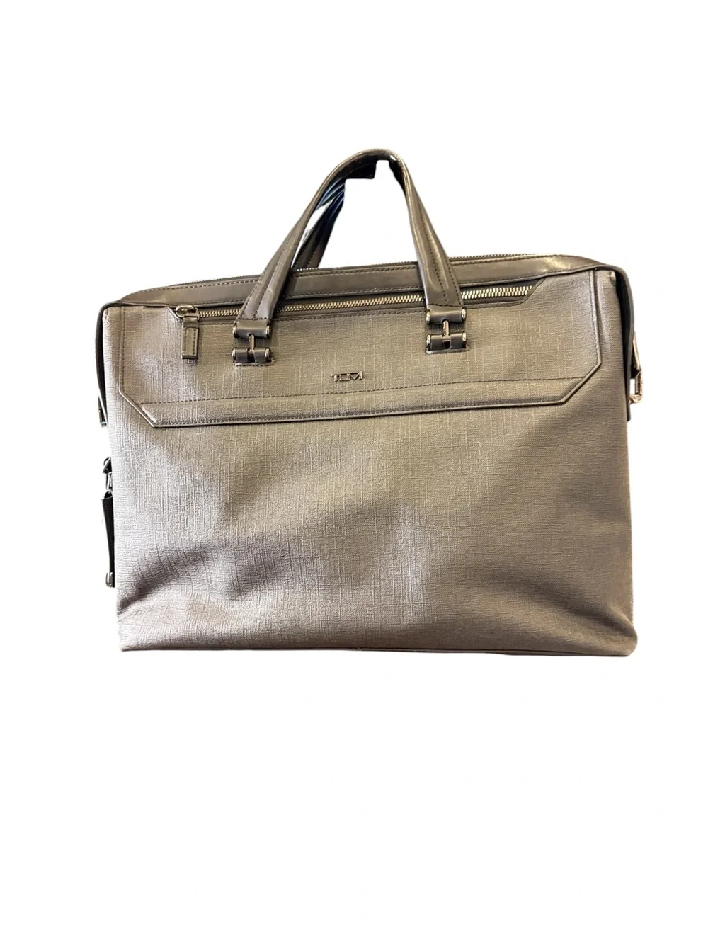 TUMI Ashton Coated Canvas Double Zip Grey Slim Messenger Bag Briefcase